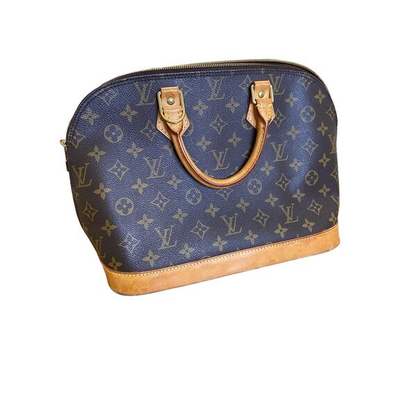 Louis Vuitton Alma Bag MM Brown Monogram Leather Tote Brown - Picture 1 of 6